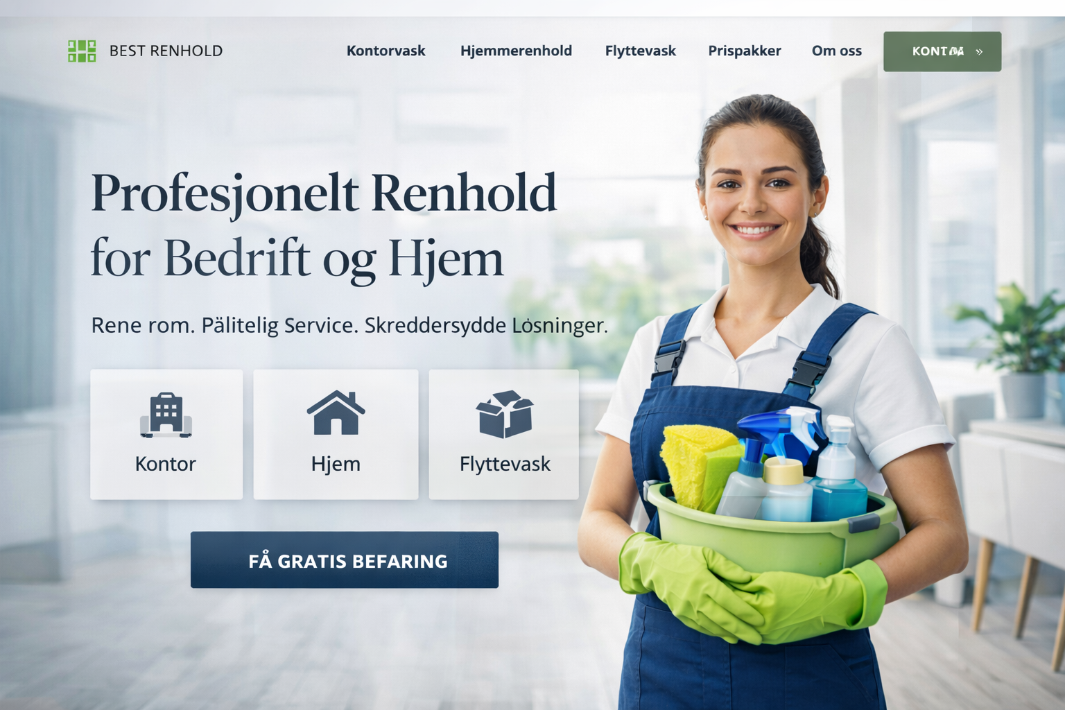 Nettsideeksempel for renhold og service