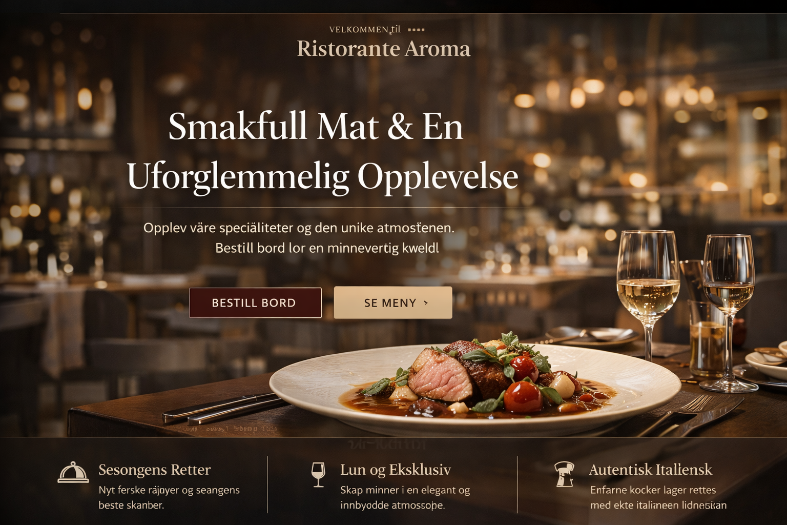 Restaurant og hospitality nettside eksempel