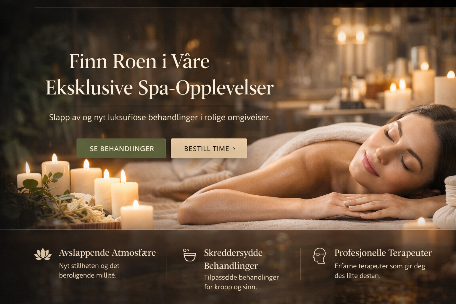 Nettsideeksempel for spa og velvære